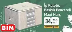 İP KULPLU,  BASKILI PENCERELİ MAXİ HURÇ